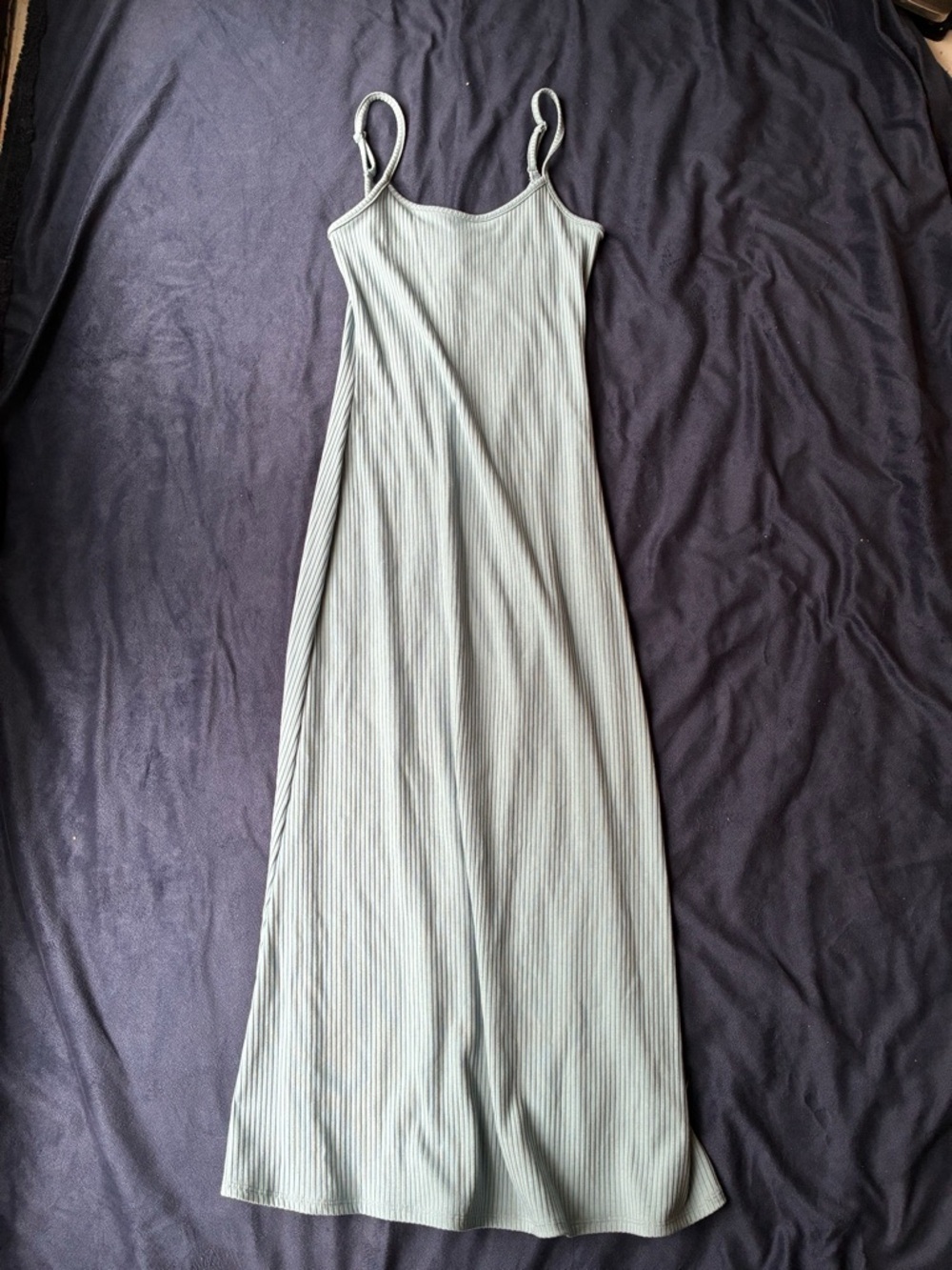 Ribbed Slip Maxi Dress in Light Blue